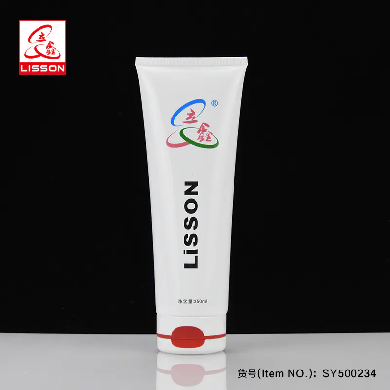 personalized cosmetic tube 250ml high volume round tube with double color flip top cap