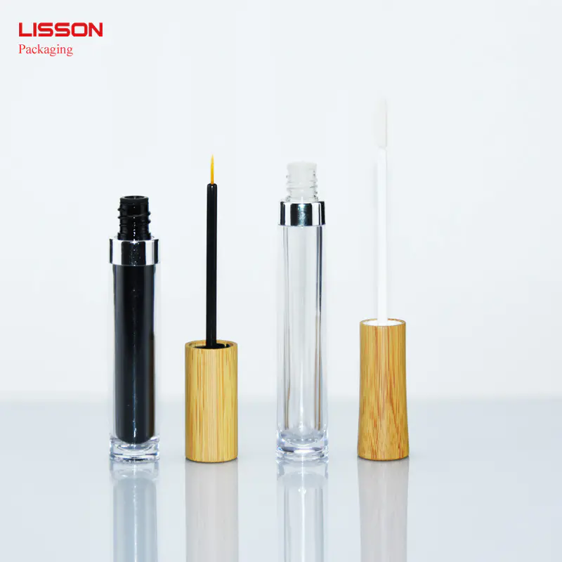 wholesale lipgloss tube with bamboo cap 