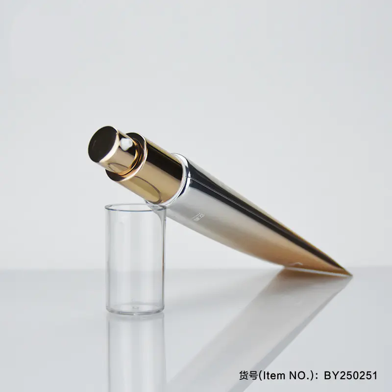 Wholesale Pump Aluminum Cosmetic tubes Gold color Design D25