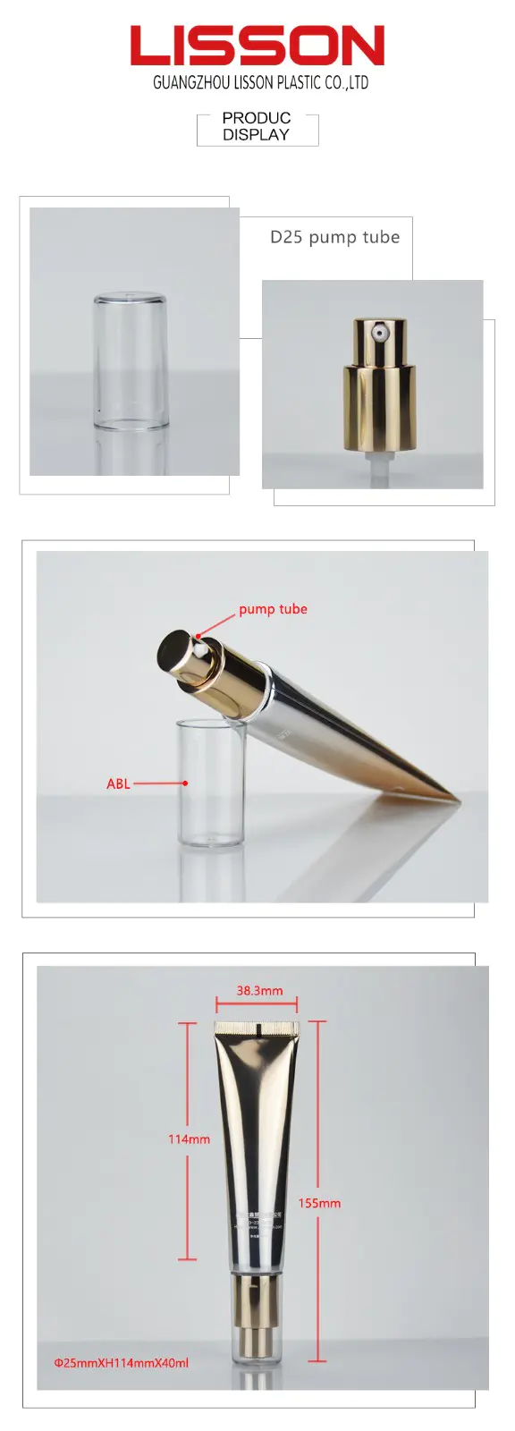 Lisson high quality cosmetic airless pump tube trader for cleanser