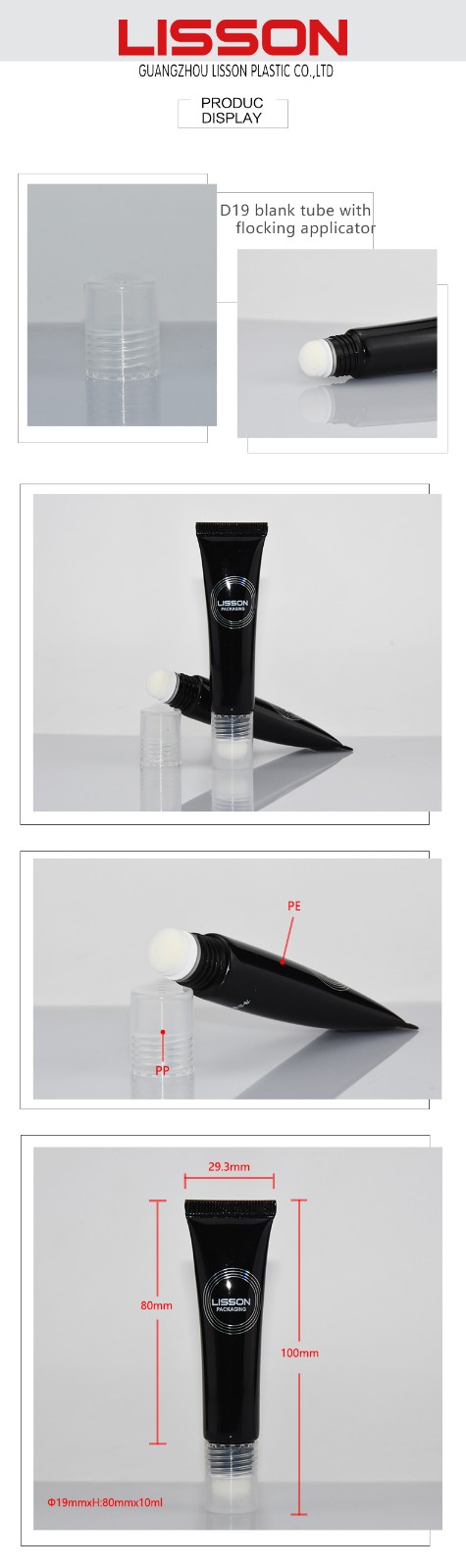 Lisson cosmetic tube packaging flip top cap for packing