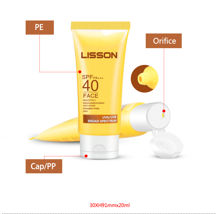Lisson all size sunscreen tube flip top cap for packaging
