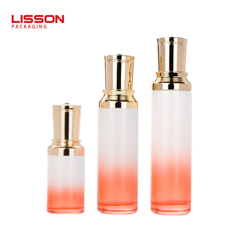 40ml - 120ml orange lotion pump bottle fancy glass cosmetic bottle set