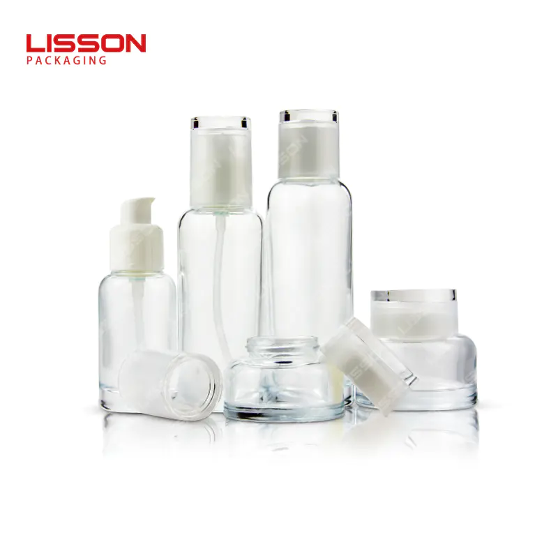 clear glass cosmetic bottle