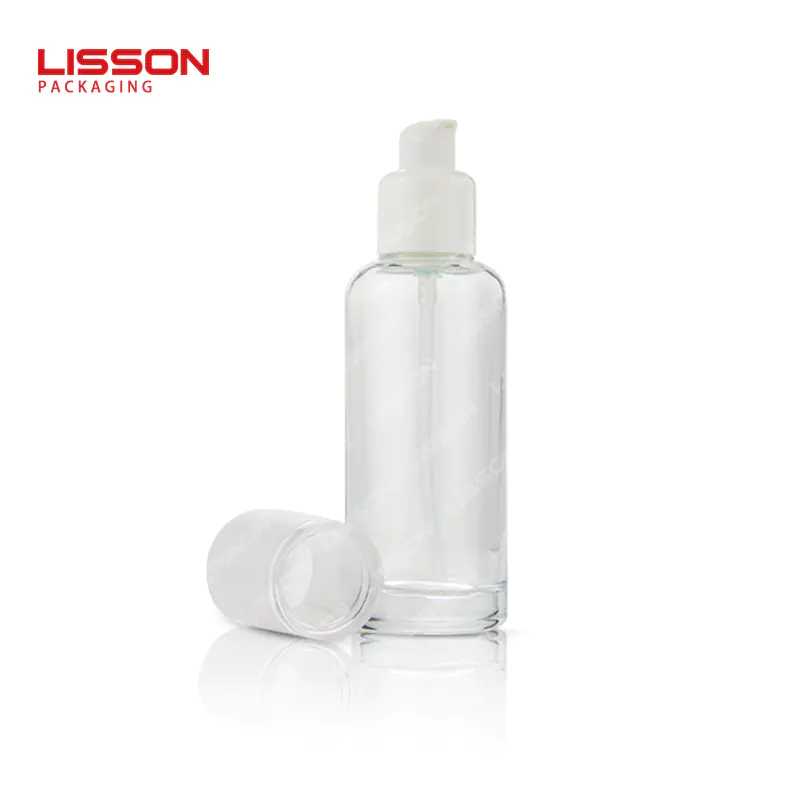 Wholesale pump glass cosmetic bottle and skin care cream jar set packaging