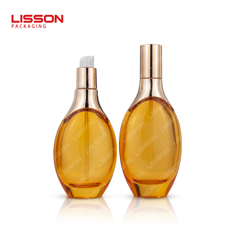 clear amber cosmetic bottle
