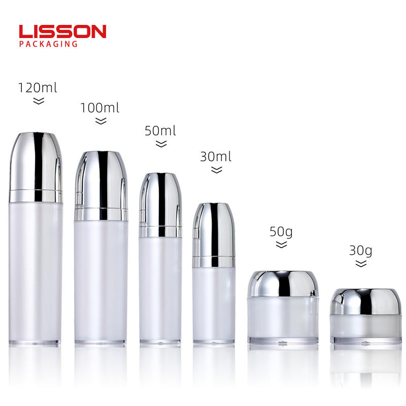 30ml-120ml white cosmetic bottles set packaging airless pump bottle face cream container