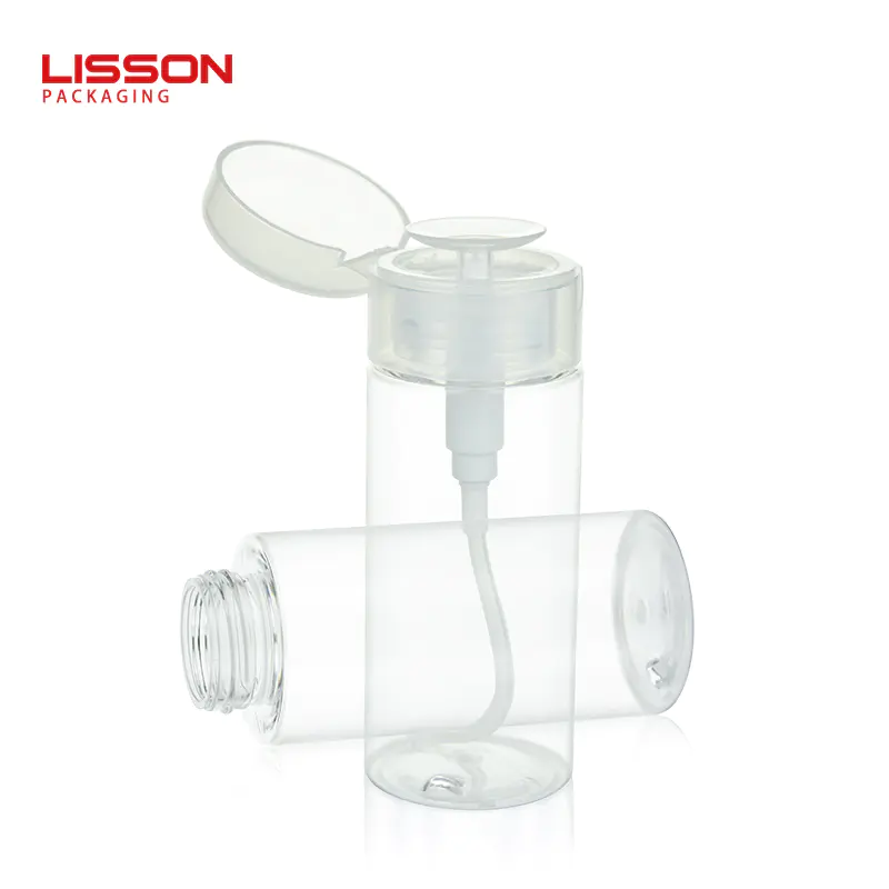 150ml 200ml 290ml transparent water toner makeup remover bottle with push down pump dispenser