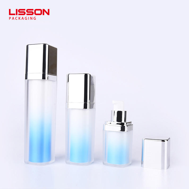 15ml 30ml 50ml travel mini vacuum plastic square gold bottle cosmetic airless pump bottle for skincare cream