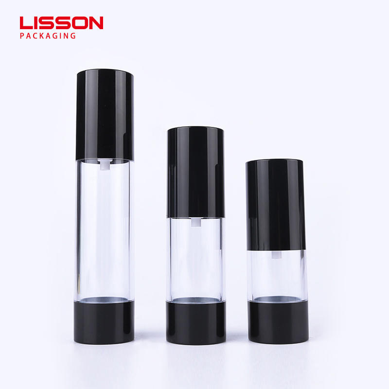 15ml 30ml 50ml black airless pump bottle cosmetic packaging for lotion