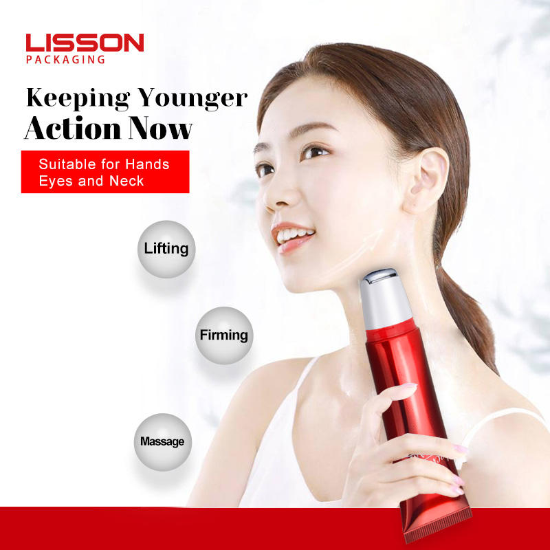 2021 new face cleanser cosmetic tubes with massaging roller on tube for neck and face cream skincare packaging