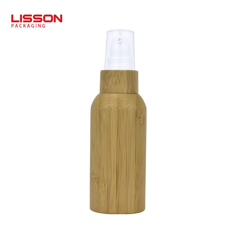 Oem 50ml PET Lotion Pump Bottle Bamboo Cosmetic Bottle Packaging For Sale-Lisson