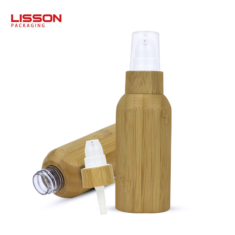 Oem 50ml PET Lotion Pump Bottle Bamboo Cosmetic Bottle Packaging For Sale-Lisson