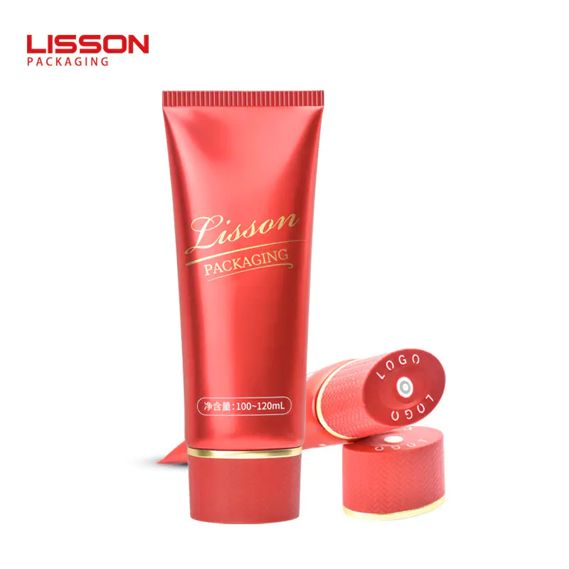 OEM Custom Red Color Oval Plastic CosmeticTube with Center Dispensing Cap For Sale-Lisson