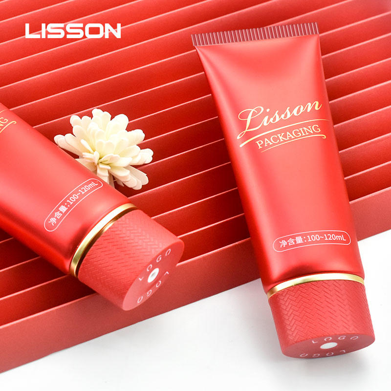 OEM Custom Red Color Oval Plastic CosmeticTube with Center Dispensing Cap For Sale-Lisson