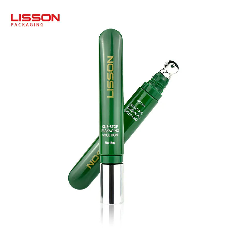 15ml Green Eye Cream Squeeze Tube with Zinc Alloy Applicator Glossy Finish