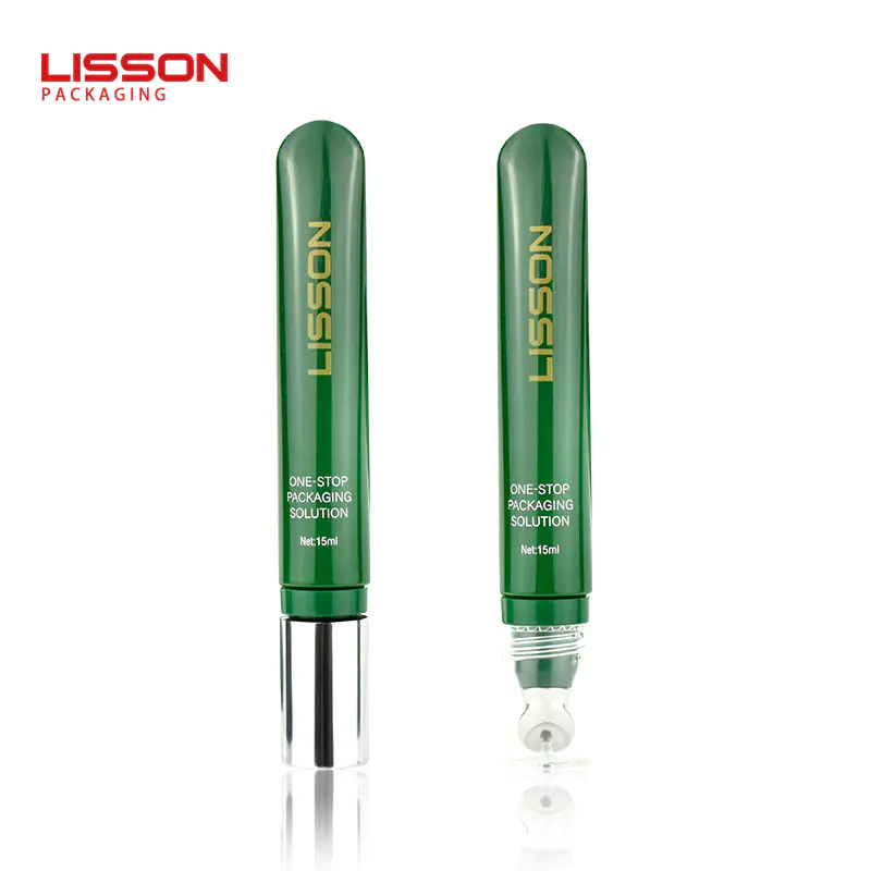 15ml Green Eye Cream Squeeze Tube with Zinc Alloy Applicator Glossy Finish