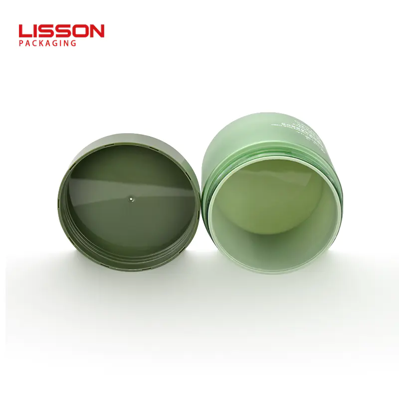 250G Green Color Empty PET Plastic Cream Jars with Lids