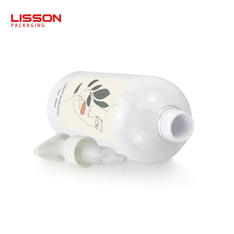 500ml White PET Shampoo Bottle with Lotion Pump-Lisson Packaging