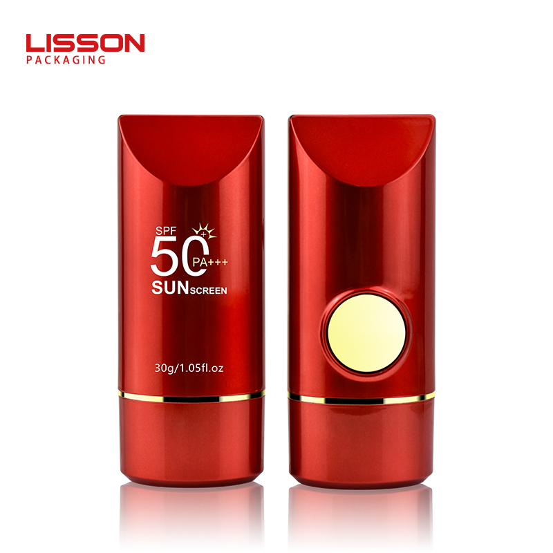 wholesale red PP sunscreen bottle with press button