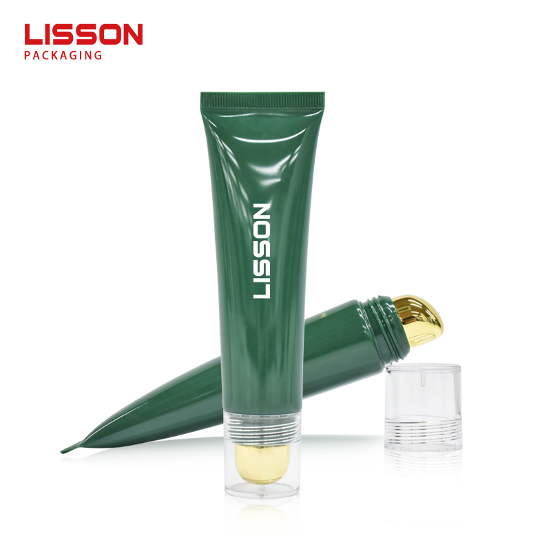 3d embossed accent zinc alloy slanted tip massager/ micro vibrator eye cream squeeze tube
