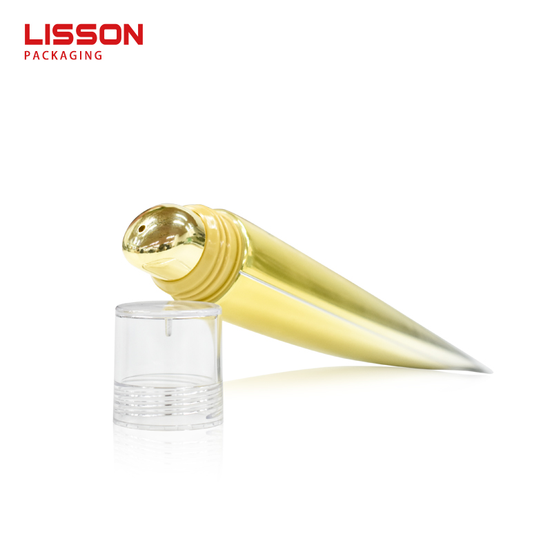 3d embossed accent zinc alloy slanted tip massager/ micro vibrator eye cream squeeze tube