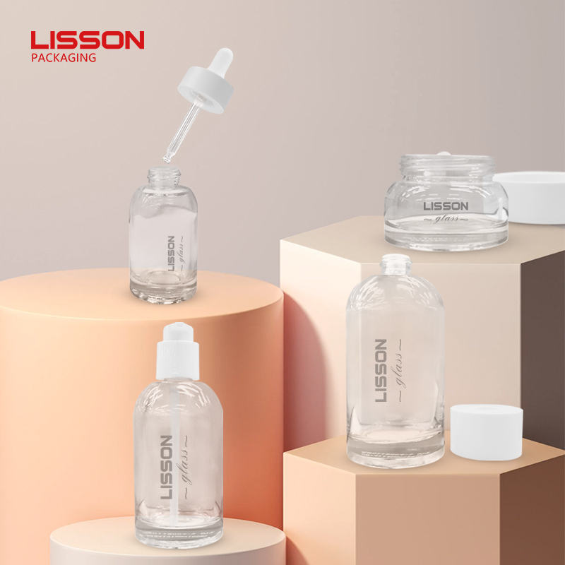 Custom-made Clear Dropper Glass Bottle and Jar Set