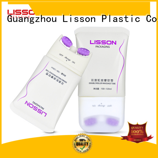 Tubos cosméticos negros en relieve giratorios redondos para loción Lisson