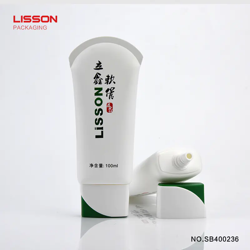 100ml wholesale oval plastic tube with double color screw cap for sunscreen and sun cream