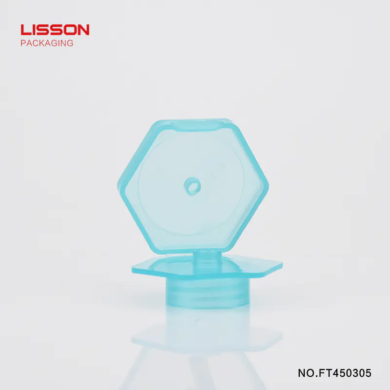 Lisson diamond shape flip top bottle caps hexagonal for cleanser