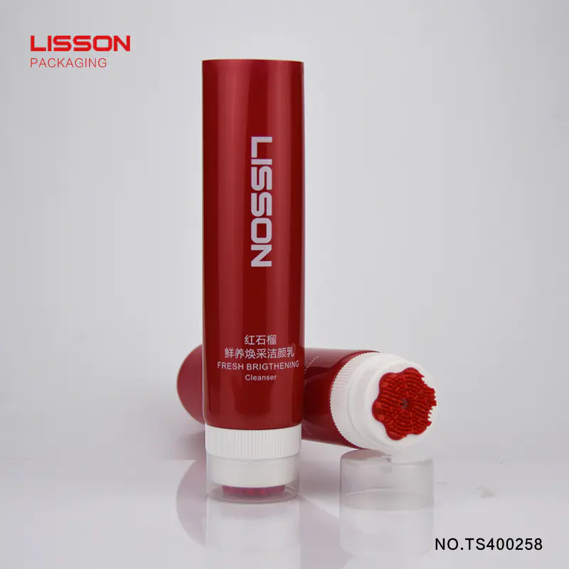 100g facial cleanser tube packaging with soft silica gel brush