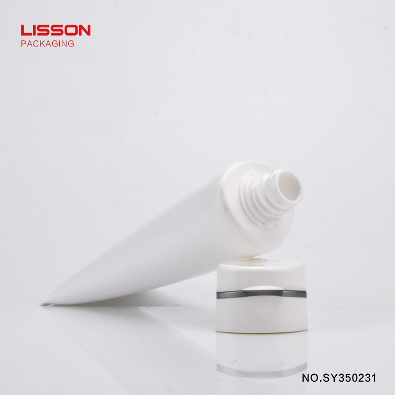 wholesale cosmetic tube 70ml  white plastic tube with triangular double color flip top cap