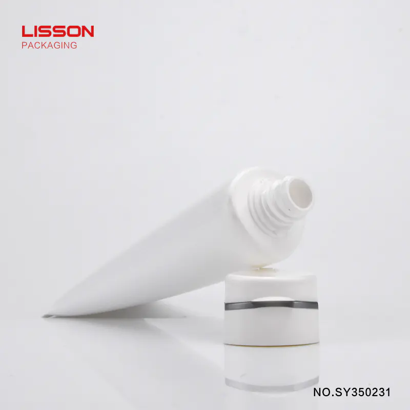 wholesale cosmetic tube 70ml  white plastic tube with triangular double color flip top cap