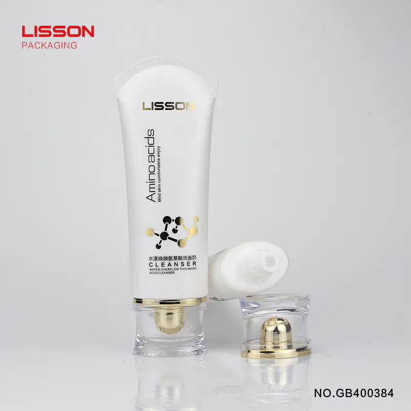 manufacturing 100ml oval facial cleanser tube packaging with acrylic screw cap