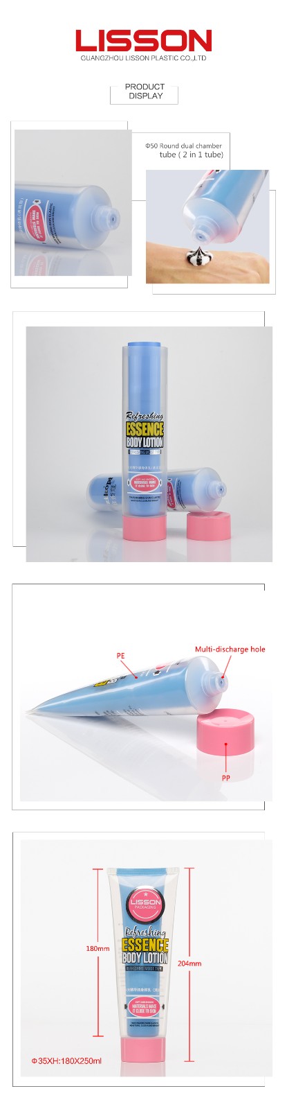 Lisson wholesale plastic tubes with caps for toiletry-1