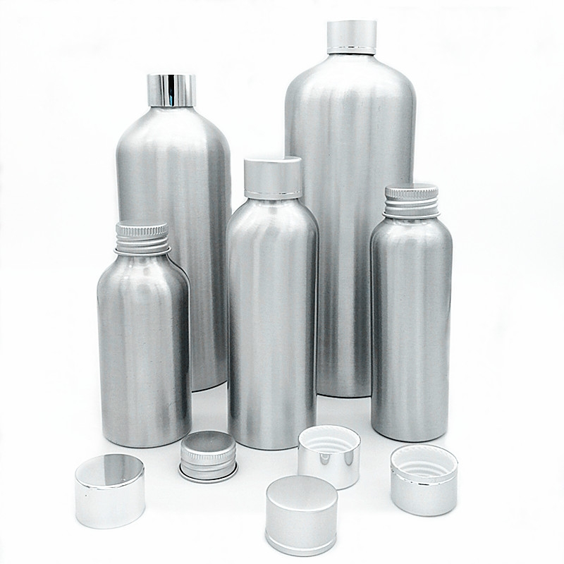 Screw-top aluminum cosmetic bottles