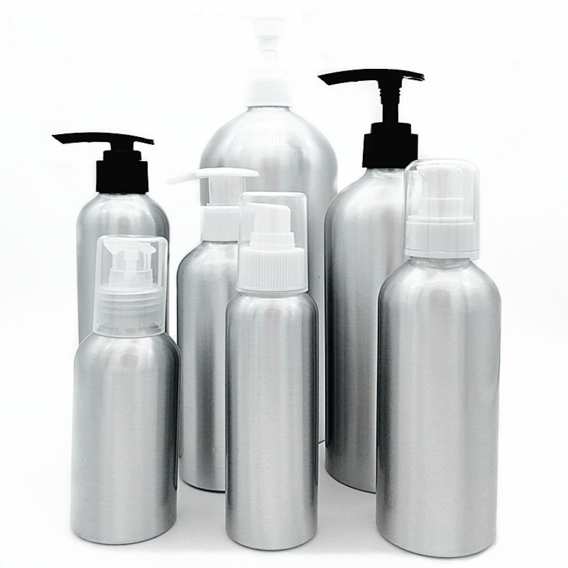 Pump aluminum cosmetic bottles