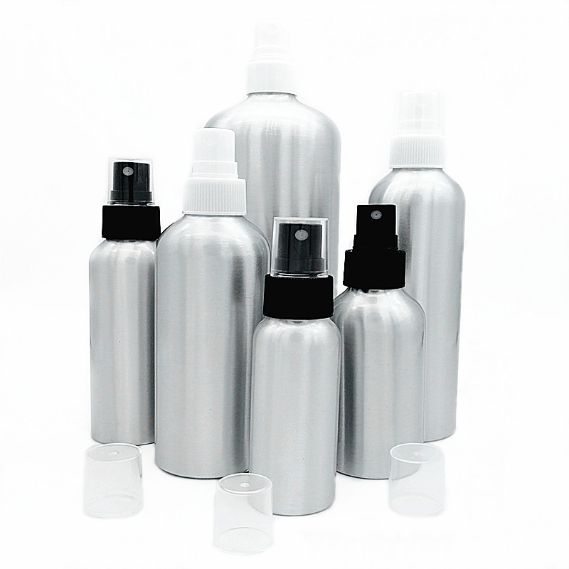 Spray aluminum cosmetic bottles